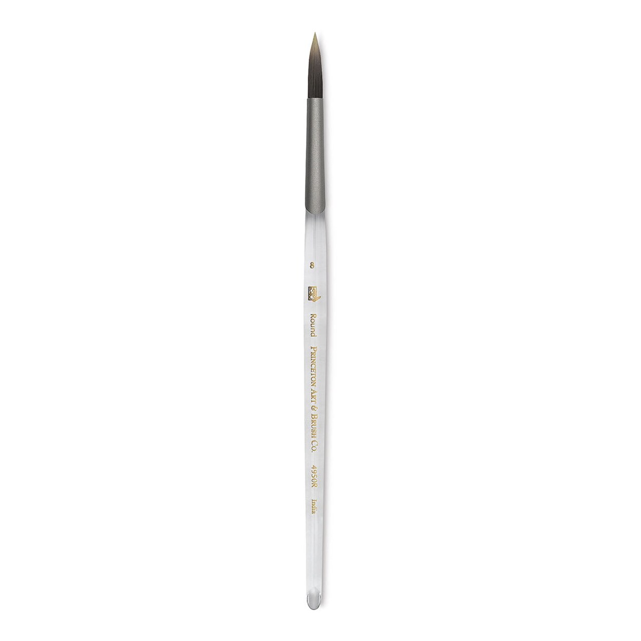 Princeton Synthetic Clear Handle Brush - Round, Short Handle, Size 8